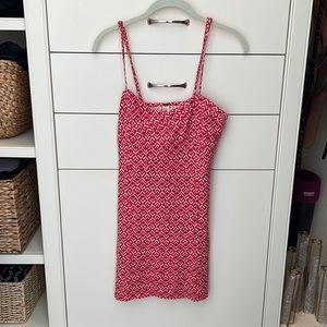Red and white pattern free people dress